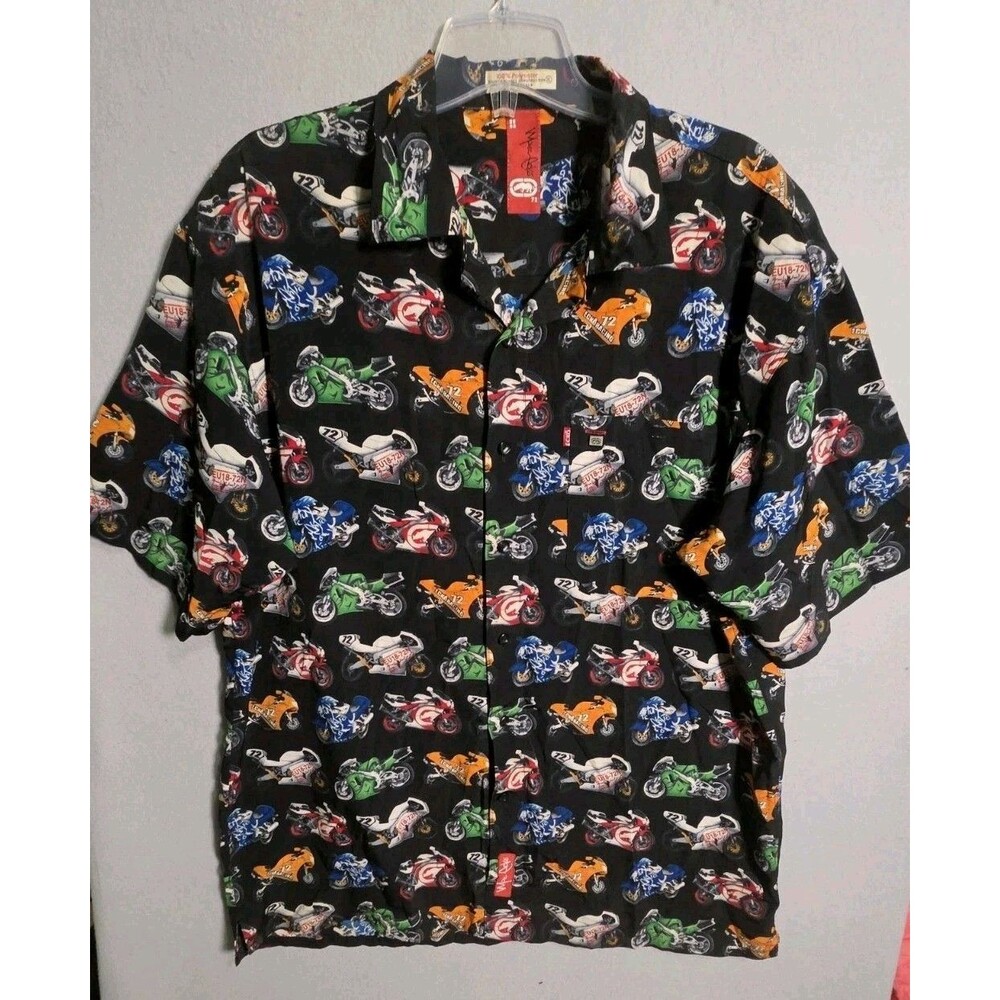 Vtg Marc Ecko Unltd Shirt Mens XL Superbike Racing Button Up Hip Hop Skater Y2K